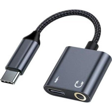 Beline Beline Adapter rozdzielający USB-C na     USB-C/Jack 3,5mm 60W czarny/black DAC BLNAA01