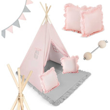 Ricokids Namiot tipi dla dzieci z matą, Nukido, 116x116x165 cm, jasny różowy