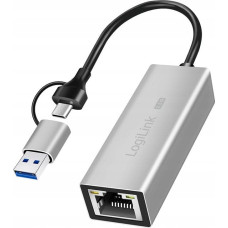 Logilink Adapter USB LogiLink LogiLink USB-A/-C auf 2,5G Ethernet-Netzwerkadapter grau