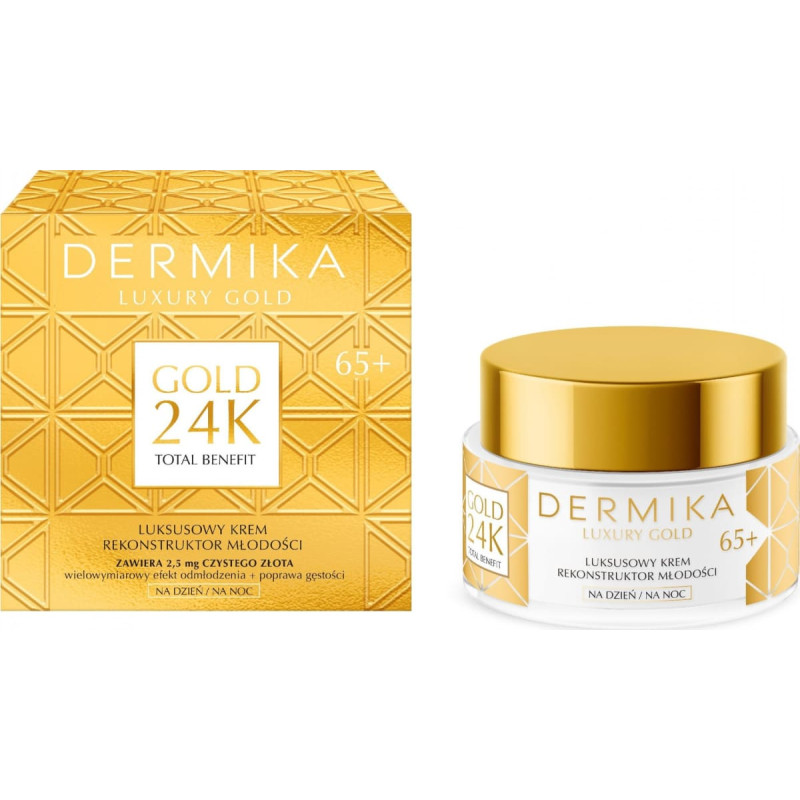 Dermika Luxury Gold 24K Total Benefit Luksusowy krem-rekonstruktor młodości 65+ na dzień i noc 50ml