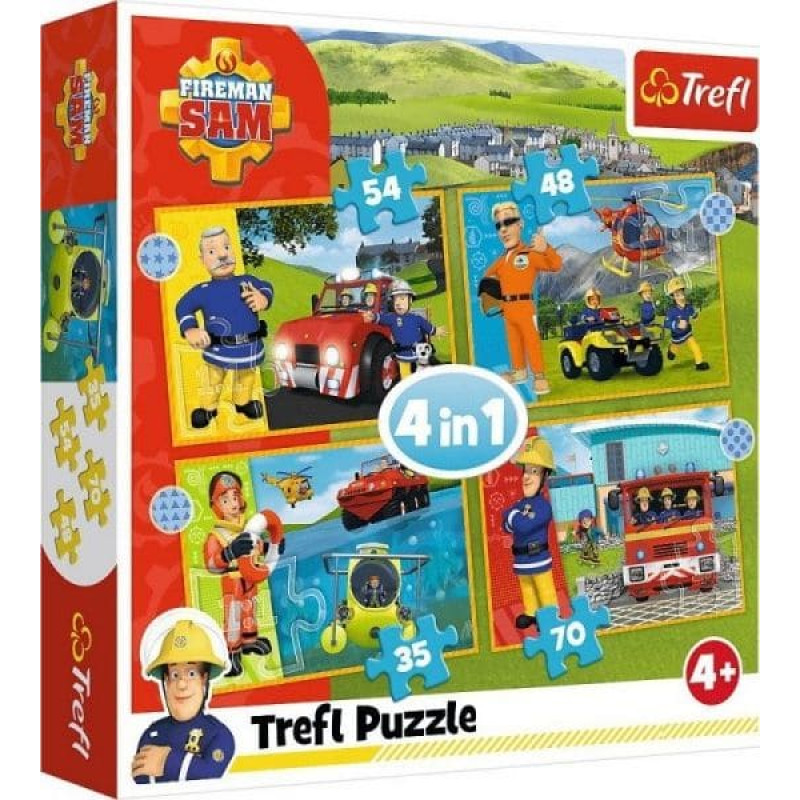 Trefl Puzzle 4w1 Odważny Strażak Sam 34387 Trefl