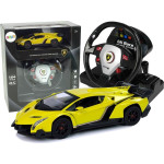 Leantoys Import LEANToys Auto Zdalnie Sterowane Lamborghini Veneno Żółte 2,4 G Pilot Kierownica Dźwięk Światła