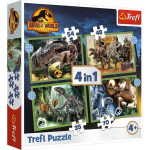 Trefl PUZZLE 4W1 TREFL GROZNE DINOZAURY PUD