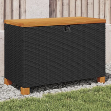 Vidaxl Skrzynia ogrodowa vidaXL Skrzynia ogrodowa, czarna, 80x40x48 cm, polirattan i akacja Lumarko!