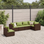 Vidaxl VidaXL 6 Piece Patio Lounge Set with Cushions Brown Poly Rattan