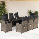 Vidaxl VidaXL 9 Piece Patio Dining Set with Cushions Gray Poly Rattan