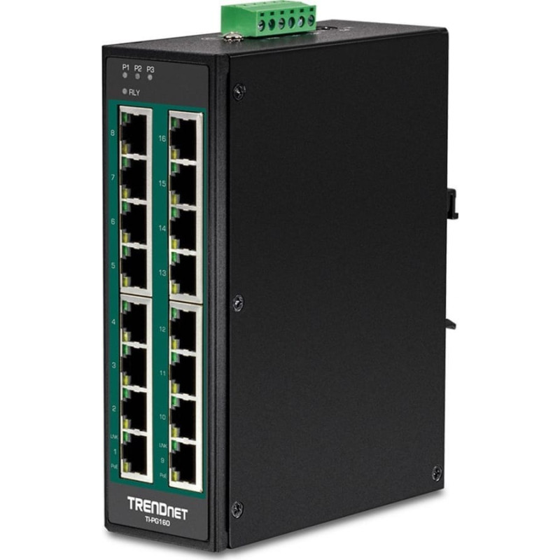 Trendnet Switch TRENDnet TRENDnet 16-Port Industrial Gigabit PoE+ DIN-Rail Switch