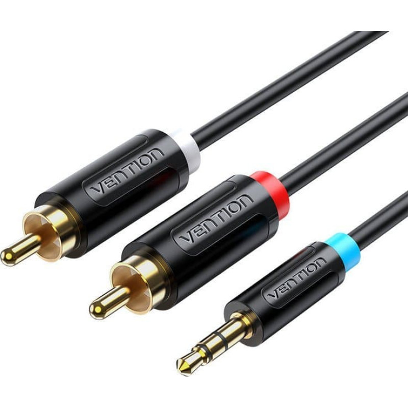 Vention Kabel Vention Kabel adapter 3,5mm męski na 2x męski RCA 5m Vention BCLBJ czarny