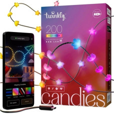 Twinkly Lampki choinkowe Twinkly Twinkly Candies - 200 Lampki w kształcie gwiazd RGB LEDs, zielony przewód, USB-C