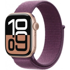 Apple Smartwatch Apple Watch Series 10 GPS + Cellular, koperta 42 mm z aluminium w kolorze różowego złota z opaską sportową w kolorze dojrzałej śliwki