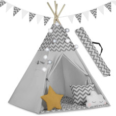 Ricokids Namiot tipi dla dzieci z poduszkami, Nukido, 120x120x165 cm, szary