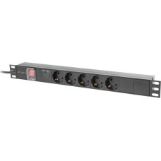 Lanberg Listwa zasilająca rack PDU 19 cali 1U 16A 5xschuko 2m czarna