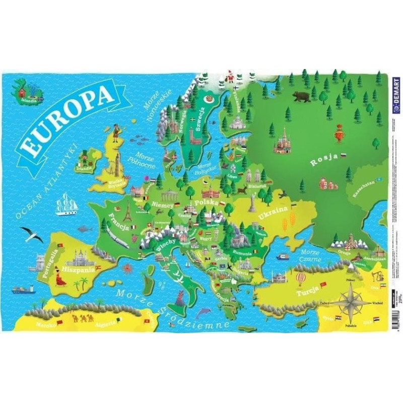 Demart Mapa europu dla dzieci Podkładka na biurko