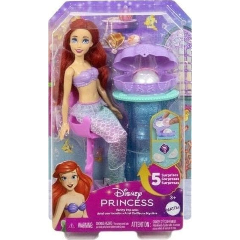 Mattel Disney Księżniczka Arielka Muszelkowa toaletka Zestaw i lalka JBF86