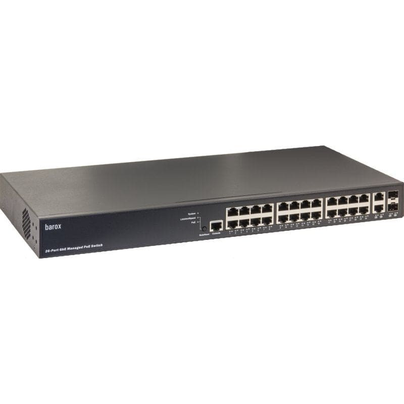 Barox RY-LGSP23-26 łącza sieciowe Zarządzany L2/L3 Gigabit Ethernet (10/100/1000) Obsługa PoE Czarny