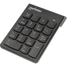 Manhattan Numeric Keypad, Wireless (2.4GHz), USB-A Micro Receiver, 18 Full Size Keys, Black, Membrane Key Switches, Auto Power Management, Range 10m, AAA Battery (included), Windows and Mac, Three Year Warranty, Blister