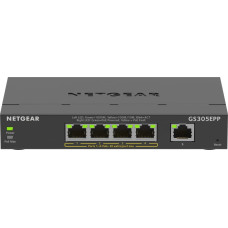 Netgear 5-Port Gigabit Ethernet High-Power PoE+ Plus Switch (GS305EPP) Managed L2/L3 Gigabit Ethernet (10/100/1000) Power over Ethernet (PoE) Black