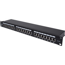 Intellinet Network Solutions INTELLINET 24-Port Cat6a Patchpanel geschirmt 24 Ports FTP 1 HE Klemmleisten mit 90 Grad abgewinkelten Kabeleinfuehrungen schwarz