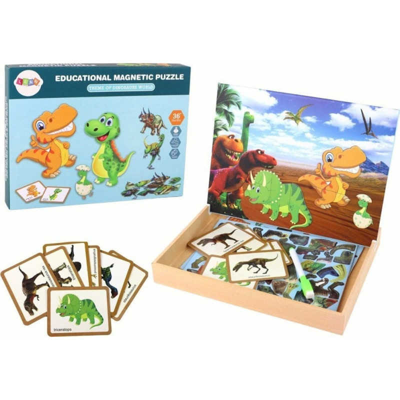 Leantoys Zestaw Edukacyjnych Puzzli Magnetycznych z Dinozaurami LEAN Toys