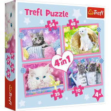 Trefl PUZZLE 4W1 TREFL ZABAWNE KOTKI PUD