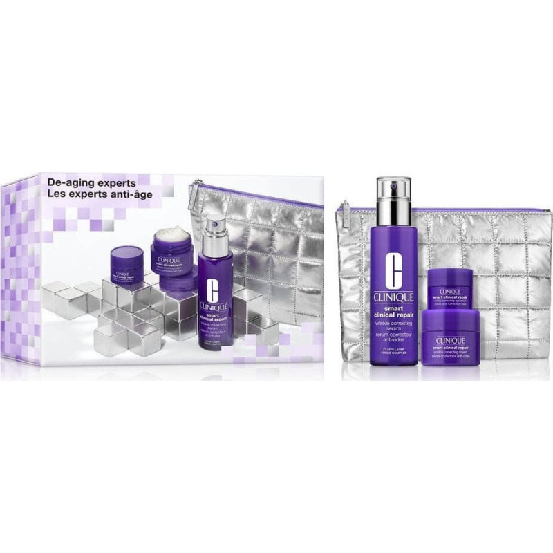 Clinique CLINIQUE_SET De-Aging Experts Smart Clinical Repair Wrinkle Correcting Serum serum korygujące zmarszczki 50ml + Smart Clinical Wrinkle Correcting Cream kram przeciwzmarszczkowy 15ml + Smart Clinical Repair Wrinkle Correcting Eye Cream krem pocz