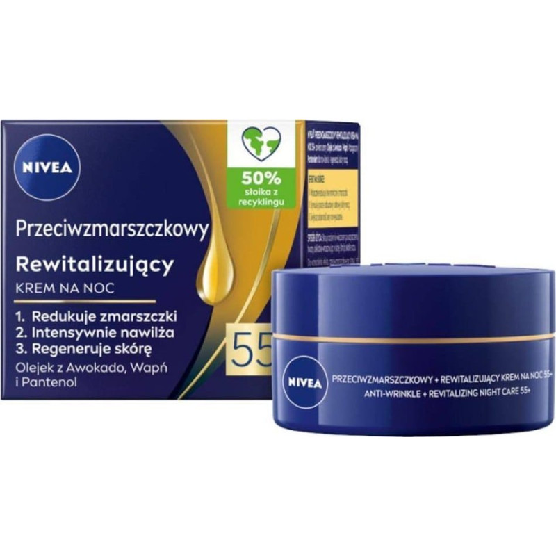 Nivea Przeciwzmarszczkowy + Rewitalizujący krem na noc 55+ 50ml