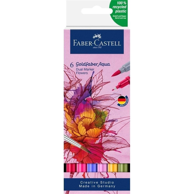 Faber-Castell Pisak akwarelowy Goldfaber Aqua flowers 6szt