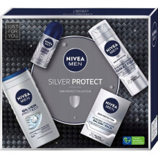 Noname NIVEA_SET Men Silver Protect pianka do golenia 200ml + żel pod prysznic 250ml + balsam po goleniu 100ml + antyperspirant roll-on 50ml