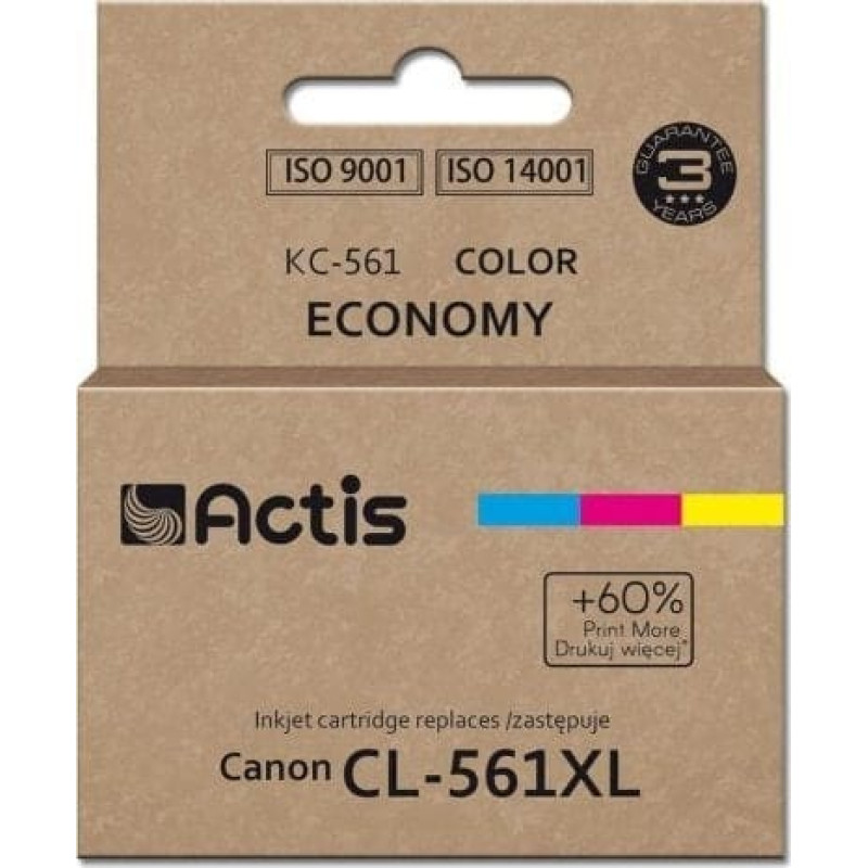 Actis KC-561 Tusz (zamiennik Canon CL-561XL; Supreme; 18 ml; błękitny, purpurowy, żółty). Drukuje więcej o 60% względem OEM.