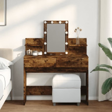 Vidaxl Toaletka z oświetleniem LED, przydymiony dąb, 100x40x130 cm