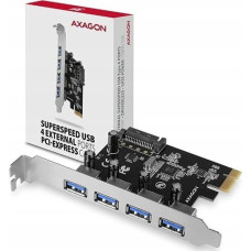 Axagon Kontroler Axagon AXAGON PCEU-430RS, kontroler PCIe, 4x port USB 5Gbps, zasilanie SATA, Renesas PD720201, SP