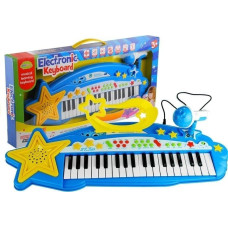 Leantoys Duży Keyboard 37 Klawiszy MP3 + Mikrofon Niebieski LEAN Toys