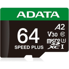 Adata Karta ADATA ADATA MicroSDXC karta 64GB Speed Plus, U3, C10, A2, V30 (R:160/W:140 MB/s) + SD adaptér