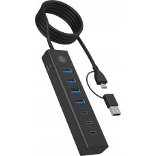 Icy Box Hub IB-HUB1737-C3 7-Port USB 3.2 Gen 1 Hub, 3x USB Type-C., 4x USB Type-A