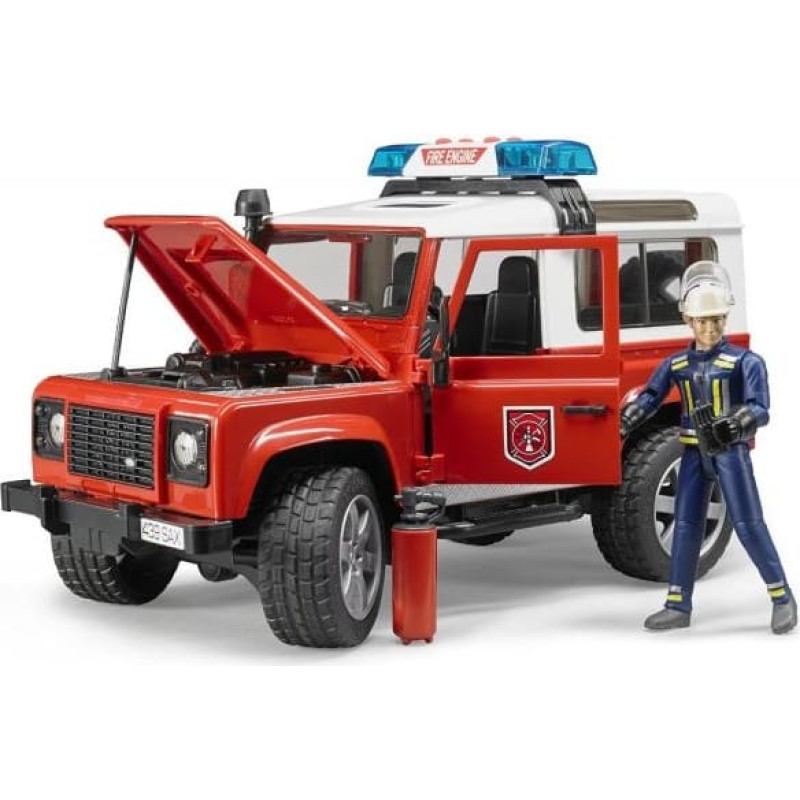 Bruder Professional Series Land Rover Defender Station Wagon fire department vehicle with fireman with fire-extinguisher (02596)