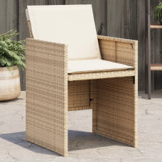 Vidaxl VidaXL Patio Chairs with Cushions 4 pcs Beige Poly Rattan