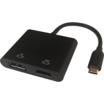 Deltaco Kabel Deltaco USB-C MST jungčių stotelė DELTACO 2x 4K/60Hz, HDMI + DP, juoda, 0,1m / USBC-HDDP