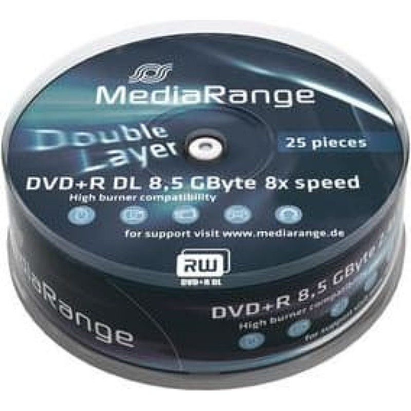 Mediarange DVD+DL, 8x, 8,5GB, 25 sztuk (MR469)