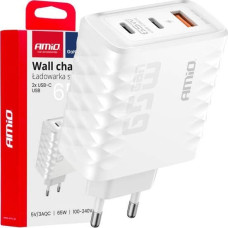 Amio Ładowarka sieciowa Quick Charge 65W USB-A + 2x USB-C AMIO-04289