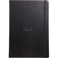 Clairefontaine Rhodia Webnotebook A4 Black - lined Ivory paper 90gram - 192pages - leatherette hardcover notebook - Rhodia nr. 118369C