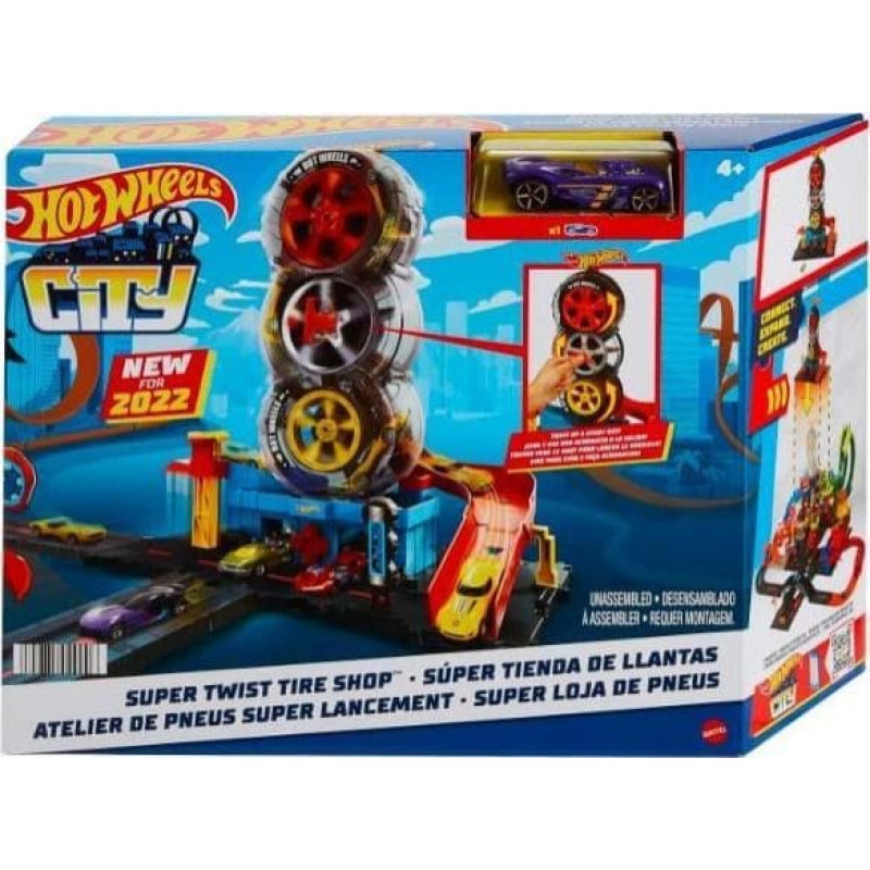 Mattel Hot Wheels City Wyścigowy warsztat opon zestaw HDP02