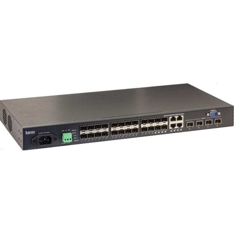 Barox RY-LGSO25-28 łącza sieciowe Zarządzany L2/L3 Gigabit Ethernet (10/100/1000) 1U Czarny