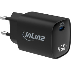 Manhattan InLine® USB PD Netzteil, GaN Ladegerät, 1-Port, USB-C, 45W, mit Display