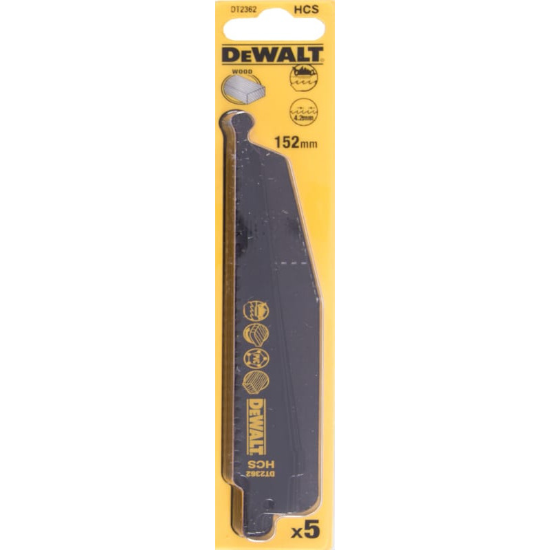 Dewalt Brzeszczoty do pilarek szablowych HCS 152mm podz. 4,2mm 5szt. (DT2362)