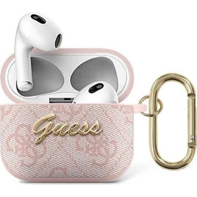 Guess Etui Guess GUA34GSMP Apple AirPods 3 różowy/pink 4G Script Metal Collection