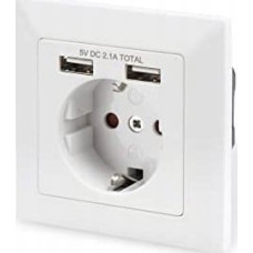 Digitus Assmann SOCKET WITH 2X USB PORTS/SAFETY WALL OUTLET 5V2.1A WHITE