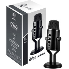 MSI IMMERSE GV60 STREAMING MIC 'USB Type-C Interface and 3.5mm Aux, For Professional applications with Intuituve control in 4 modes: Stereo, Omnidirectional, Cardioid and Bidirectional'