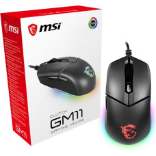 MSI CLUTCH GM11 RGB Optical Gaming Mouse '5000 DPI Optical Sensor, 6 Programmable button, Dual-Zone RGB, Symmetrical design, OMRON Switch with 10+ Million Clicks, RGB Mystic Light'