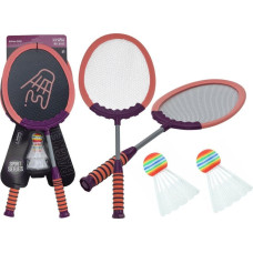 Leantoys Zestaw 2 Rakietek Do Gry W Badmintona Paletki 2 Lotki Badminton Różowy