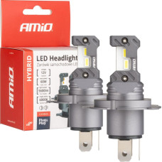 Amio Żarówki samochodowe led seria hybrid h4 h19 6000k canbus 60w amio-04114